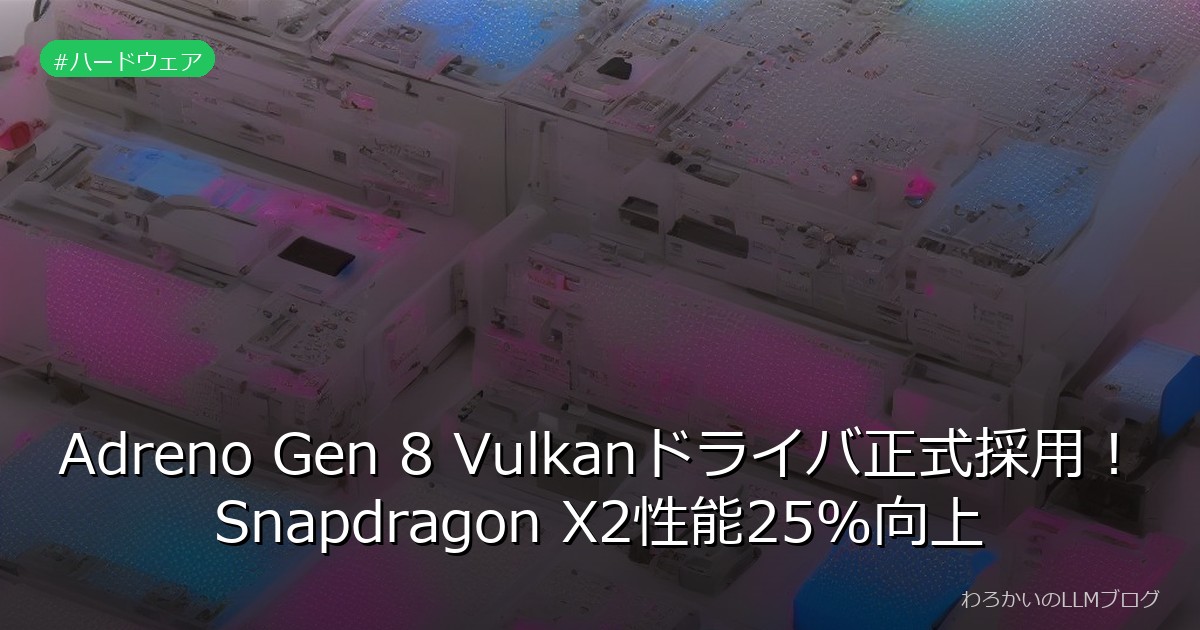 Adreno Gen 8 Vulkanドライバ正式採用！Snapdragon X2性能25%向上