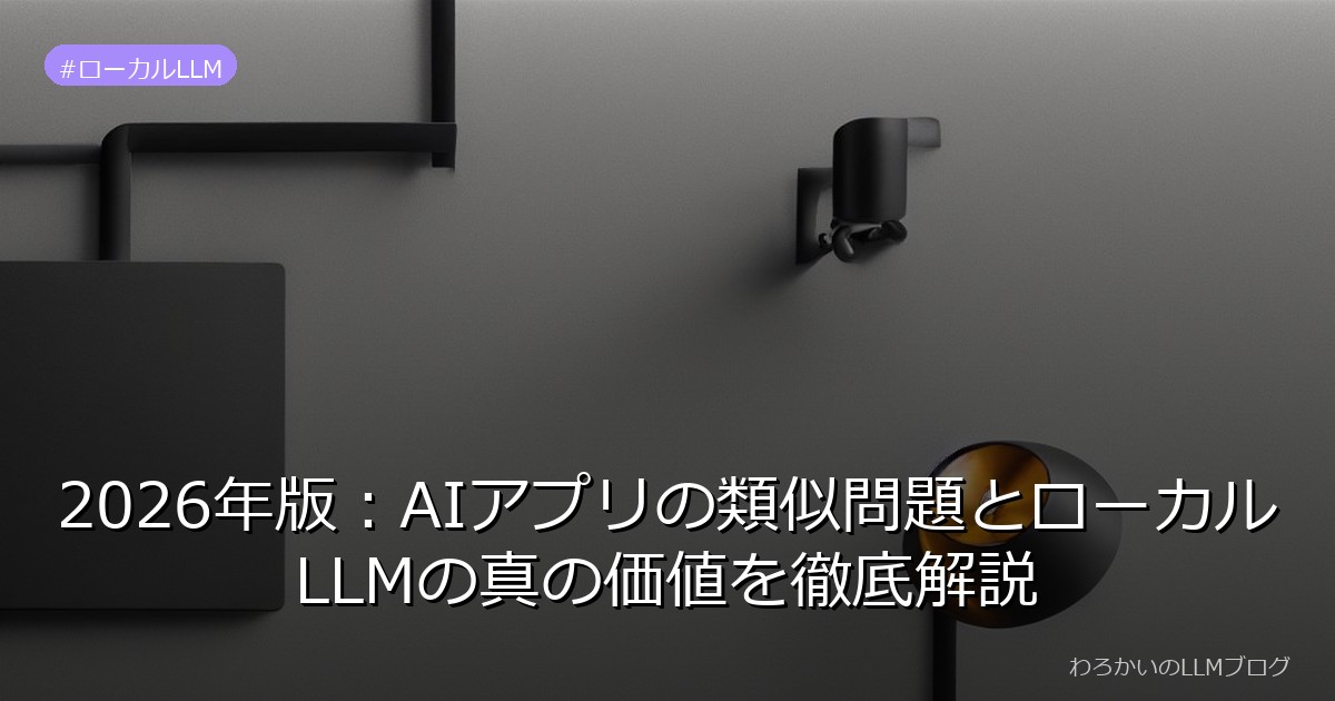 2026年版：AIアプリの類似問題とローカルLLMの真の価値を徹底解説
