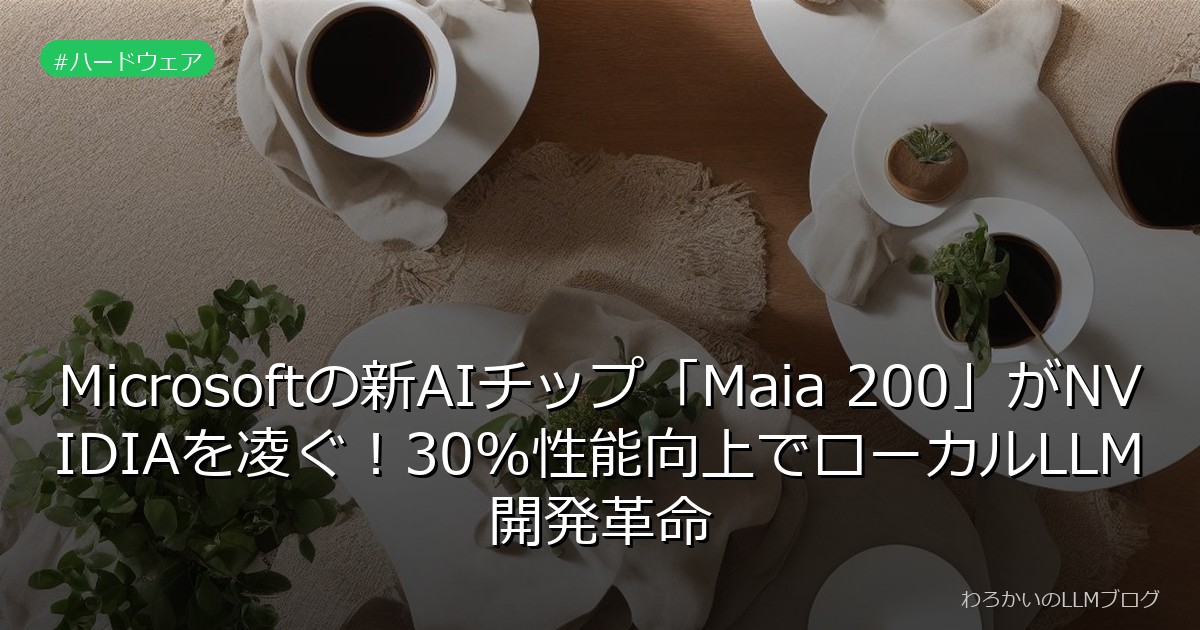 Microsoftの新AIチップ「Maia 200」がNVIDIAを凌ぐ！30%性能向上でローカルLLM開発革命