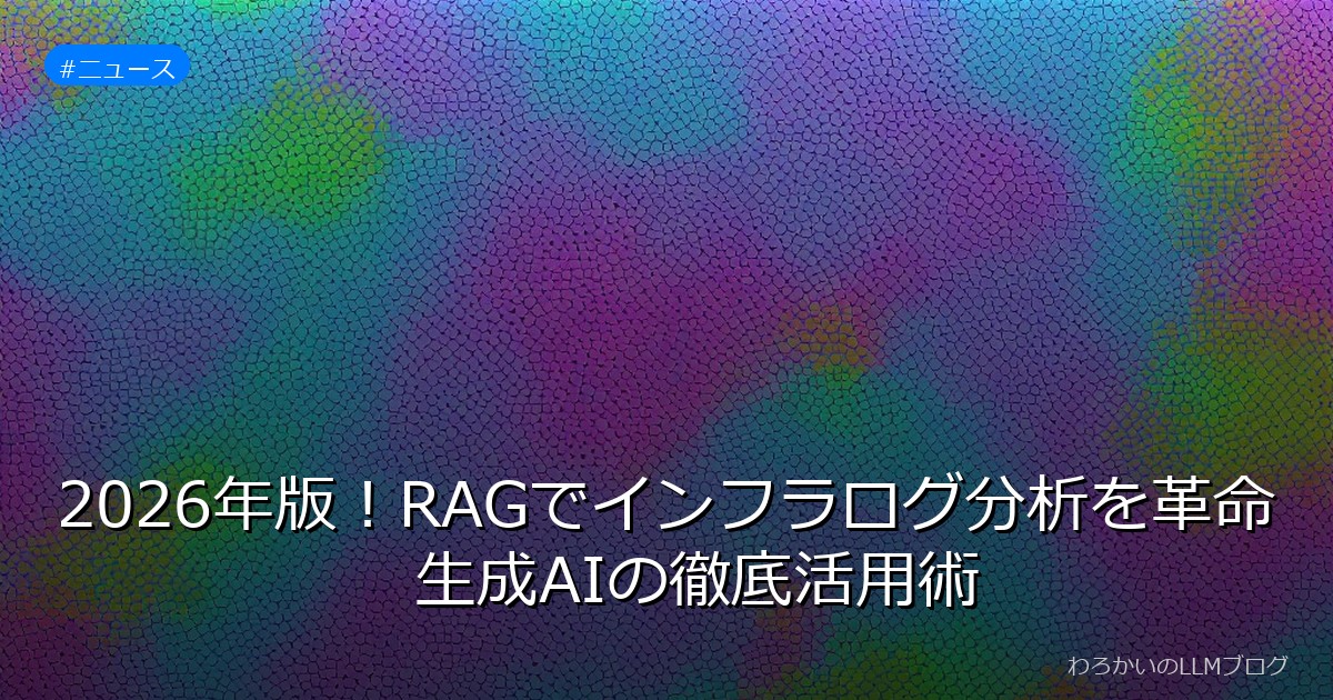 2026年版！RAGでインフラログ分析を革命　生成AIの徹底活用術
