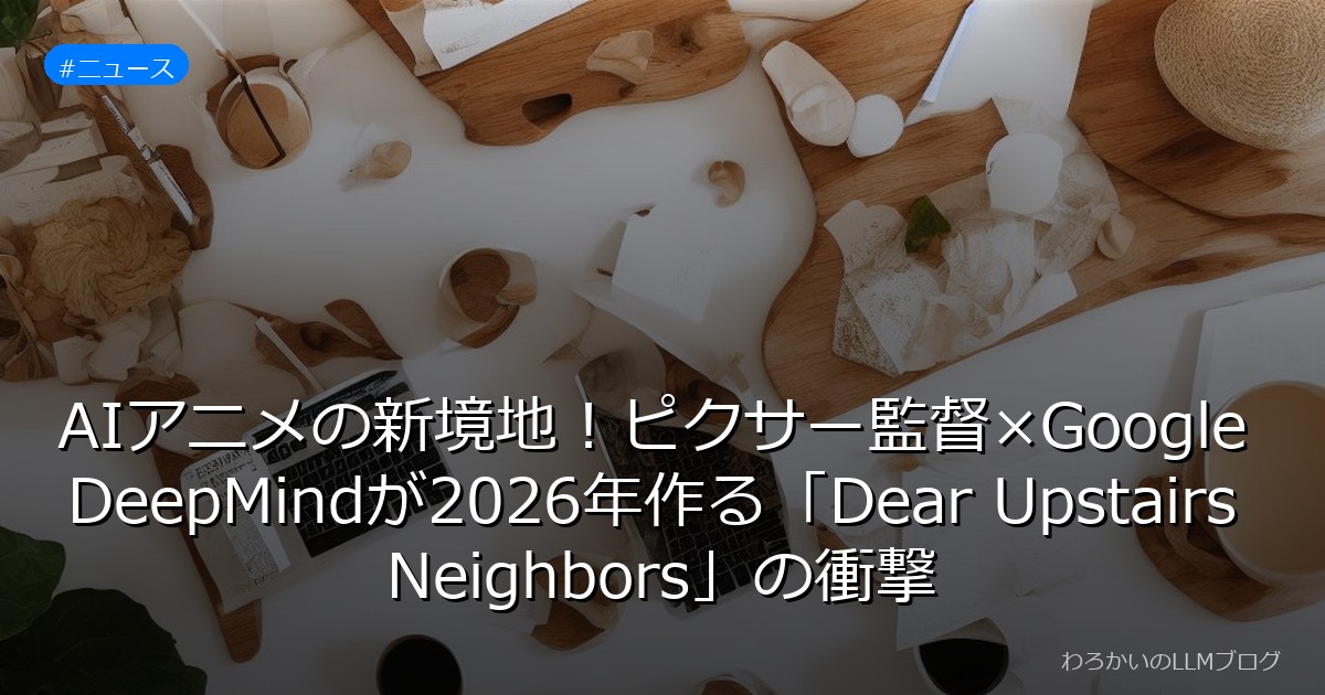 AIアニメの新境地！ピクサー監督×Google DeepMindが2026年作る「Dear Upstairs Neighbors」の衝撃