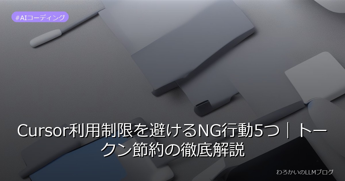 Cursor利用制限を避けるNG行動5つ｜トークン節約の徹底解説