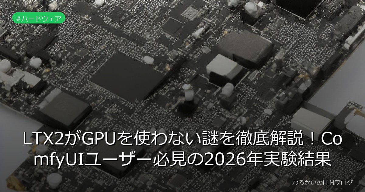 LTX2がGPUを使わない謎を徹底解説！ComfyUIユーザー必見の2026年実験結果