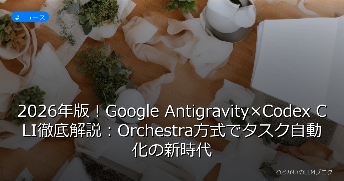 2026年版！Google Antigravity×Codex CLI徹底解説：Orchestra方式でタスク自動化の新時代