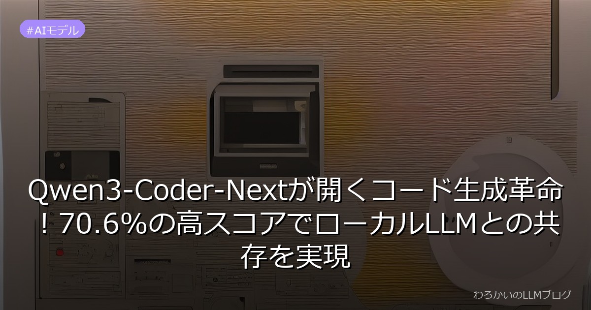 Qwen3-Coder-Nextが開くコード生成革命！70.6%の高スコアでローカルLLMとの共存を実現