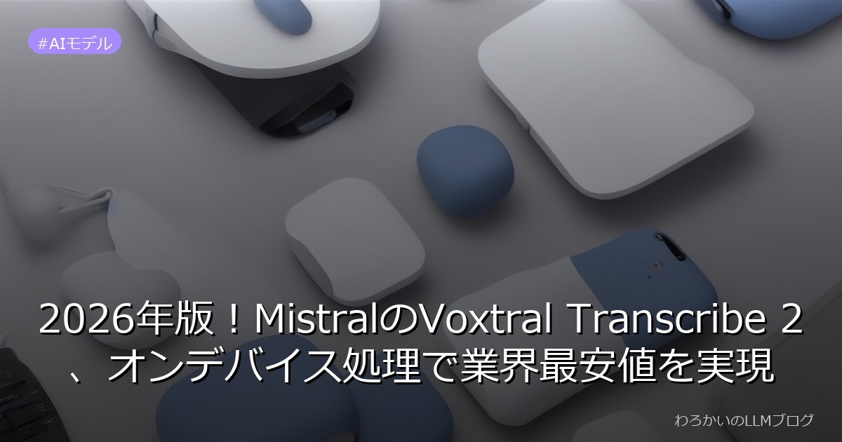 2026年版！MistralのVoxtral Transcribe 2、オンデバイス処理で業界最安値を実現
