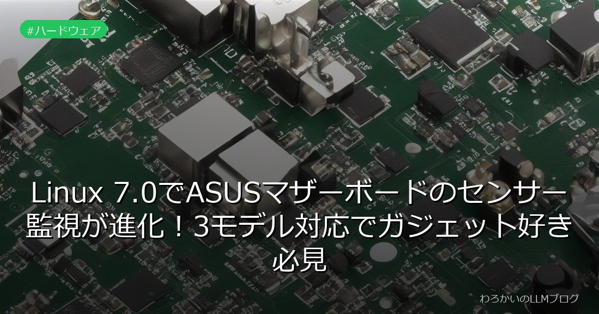 Linux 7.0でASUSマザーボードのセンサー監視が進化！3モデル対応でガジェット好き必見