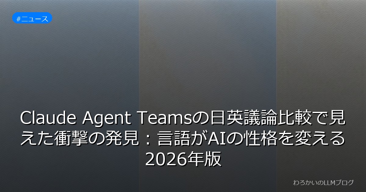 Claude Agent Teamsの日英議論比較で見えた衝撃の発見：言語がAIの性格を変える2026年版