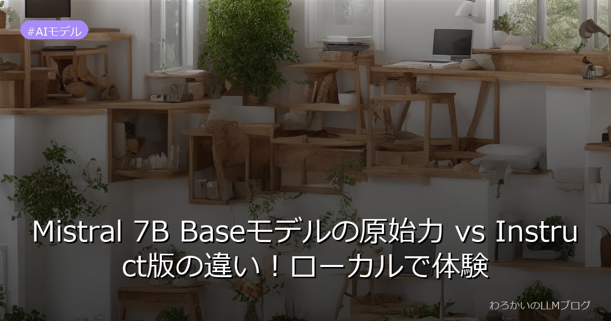 Mistral 7B Baseモデルの原始力 vs Instruct版の違い！ローカルで体験