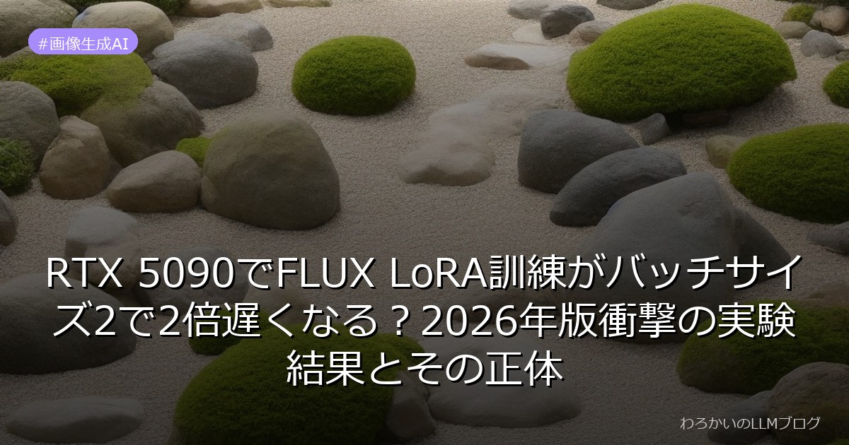 RTX 5090でFLUX LoRA訓練がバッチサイズ2で2倍遅くなる？2026年版衝撃の実験結果とその正体