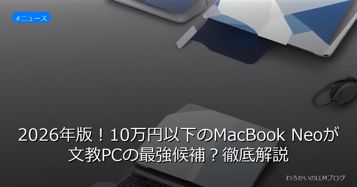 2026年版！10万円以下のMacBook Neoが文教PCの最強候補？徹底解説