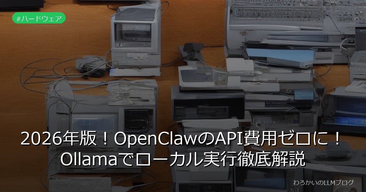 2026年版！OpenClawのAPI費用ゼロに！Ollamaでローカル実行徹底解説
