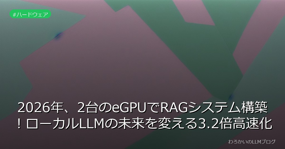 2026年、2台のeGPUでRAGシステム構築！ローカルLLMの未来を変える3.2倍高速化