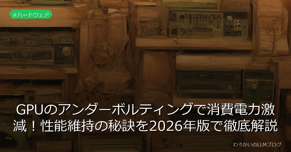 GPUのアンダーボルティングで消費電力激減！性能維持の秘訣を2026年版で徹底解説