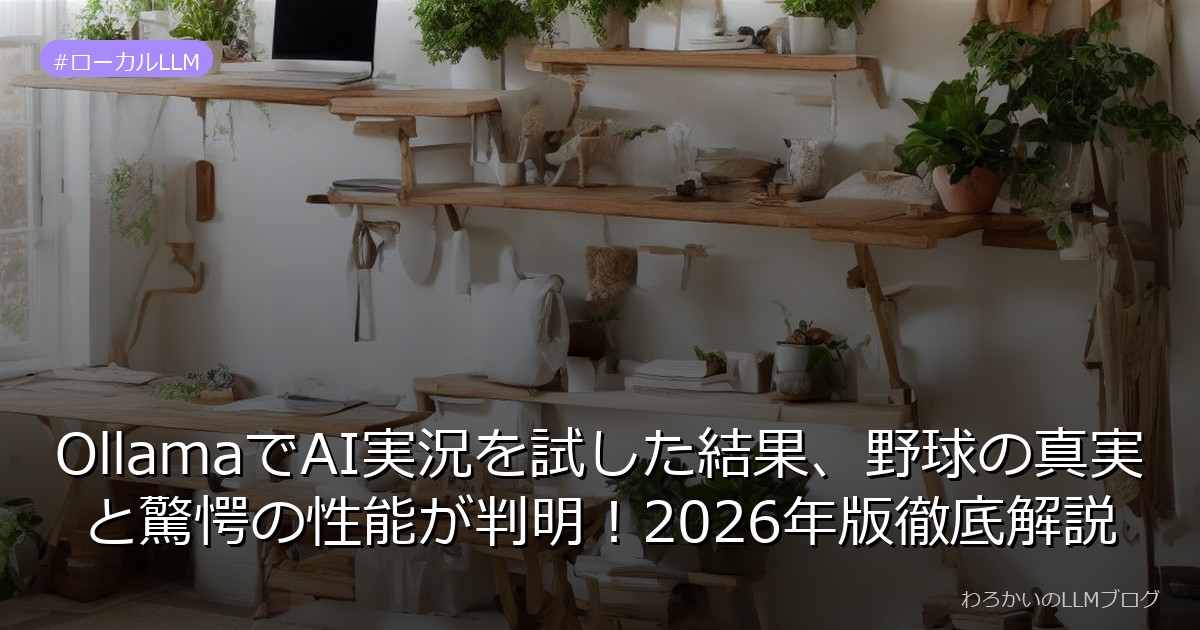 OllamaでAI実況を試した結果、野球の真実と驚愕の性能が判明！2026年版徹底解説